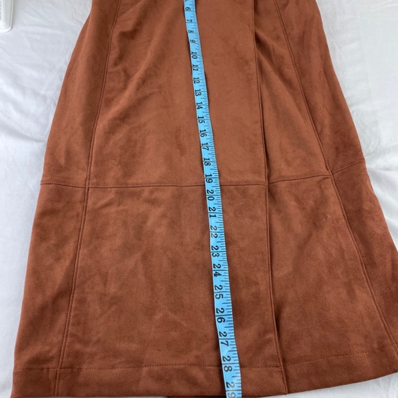 Anthropologie Lauren XS Faux Suede Brown Wrap Midi Skirt - Picture 3 of 7